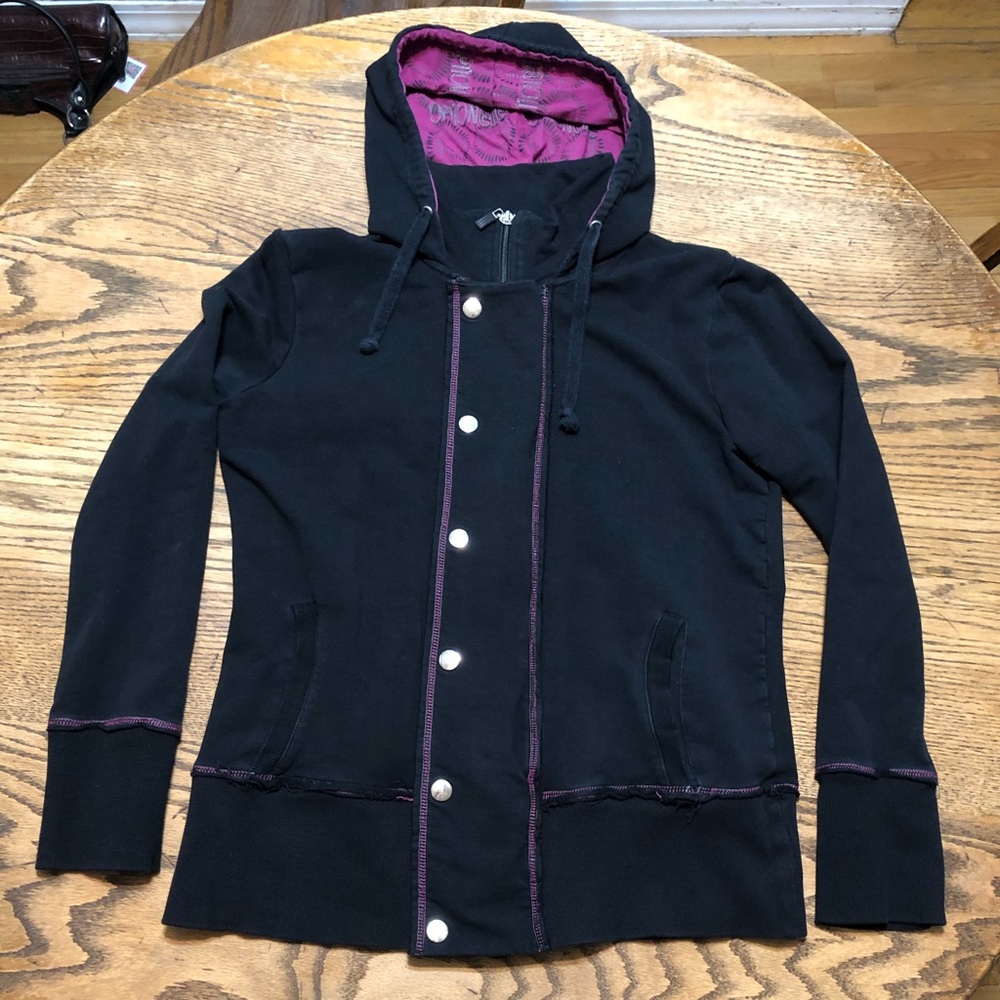 Black and Purple OptionELLE Hoodie with Zip and Snaps